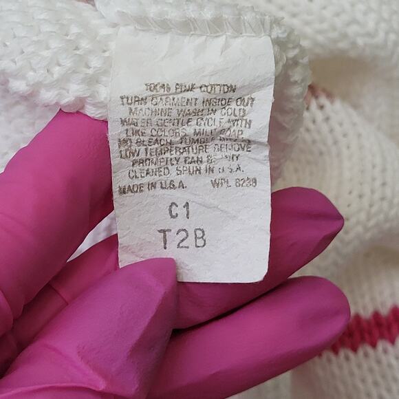 Vintage 90s Eddie-Bauer Stripes Sweater Medium 21x27 White - Picture 9 of 11